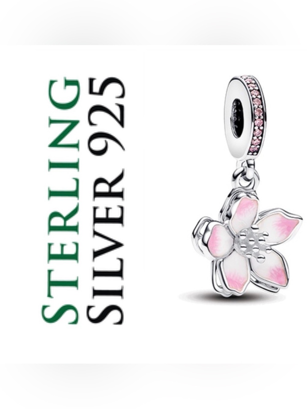 🌟🌟 S925 Sterling Silver Cherry Blossom Dangle Charm